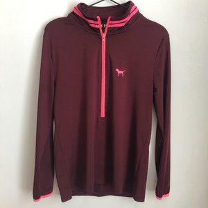 VS PINK Burgundy/Hot Pink Quarter-Zip Track Jacket